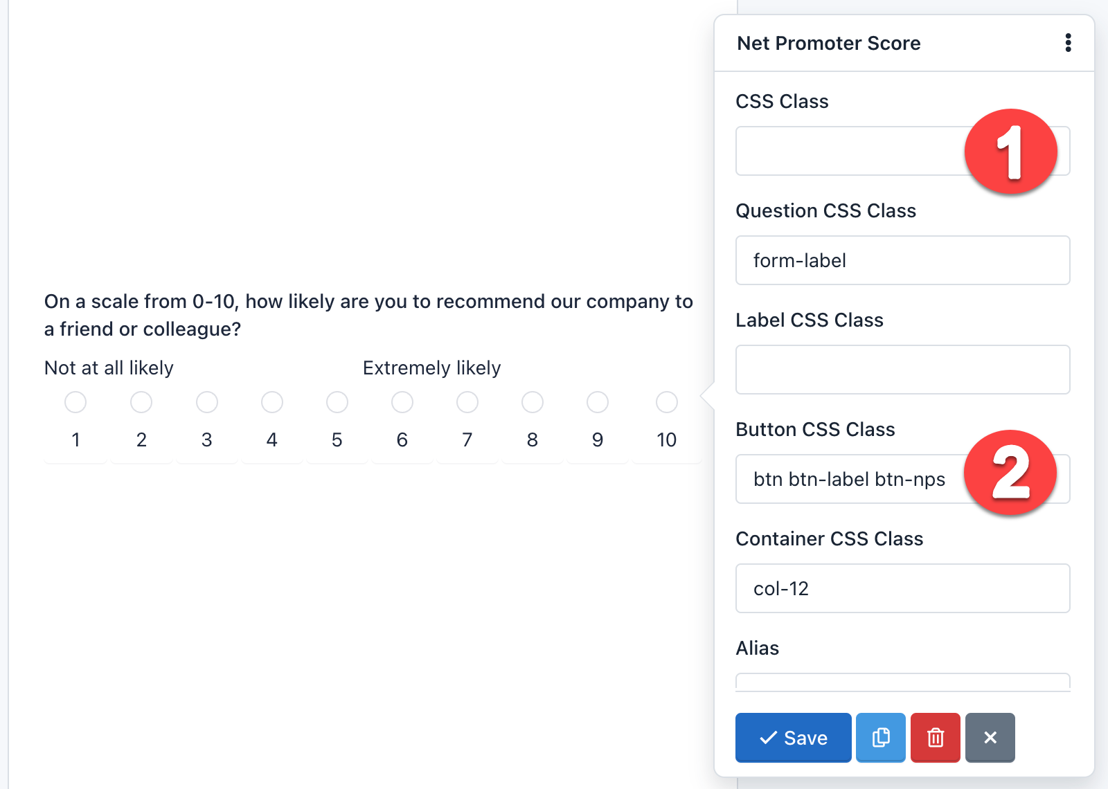 Hoofpick Biz - Form Builder - Net Promoter Score (NPS) with Radio Buttons