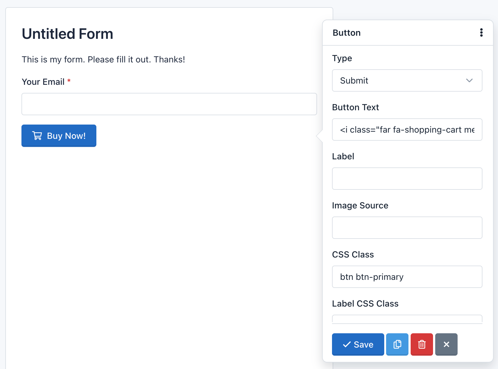 Hoofpick Biz - Form Builder - Button