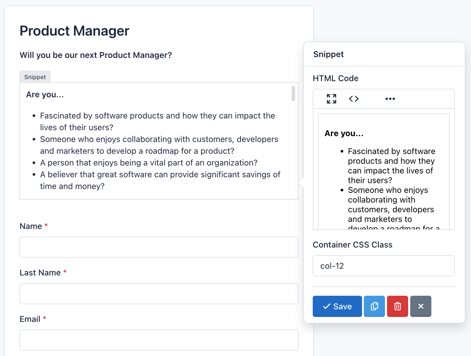 Hoofpick Biz - Form Builder - Snippet