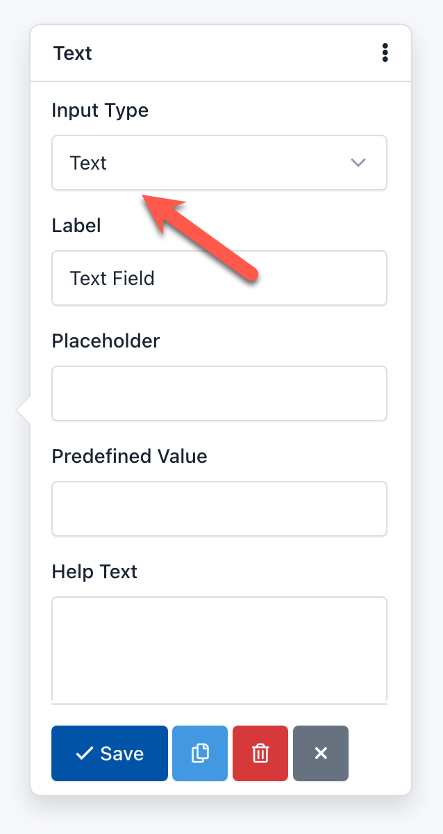 Hoofpick Biz - Form Builder - Input Type