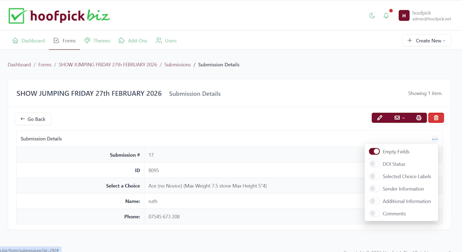 Submission Management - View Record